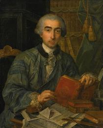 Portrait of a Gentleman Seated at a Desk with Books, Papers and Music - Claude Arnulphy