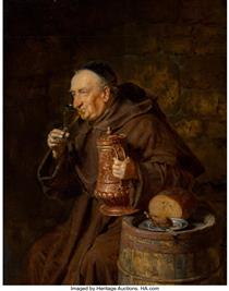 Monk drinking - Edward Von Grutzner