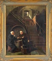 Conversation among clergymen in the wine cellar - Edward Von Grutzner