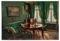 View into a green Biedermeier interior - Else Muller-Kaempff