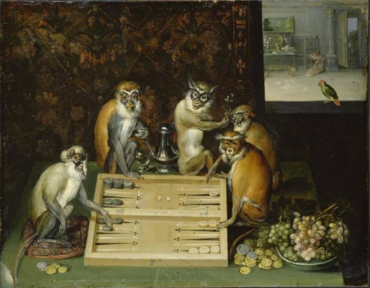Monkeys playing backgammon - Frans Francken the Younger