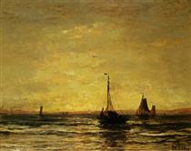 The Return of the Fleet at Sunset - Hendrik Willem Mesdag