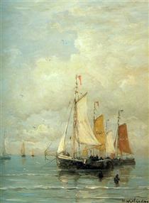 A Moored Fishing Fleet - Hendrik Willem Mesdag