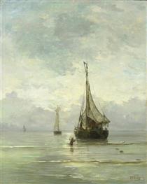 Kalme zee by Hendrik - Hendrik Willem Mesdag