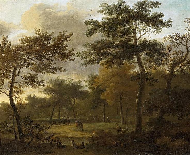 Sylvan landscape with shepherds - Jan van der Meer II