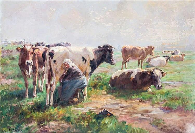 Cows on a meadow - Johann Daniel Holz