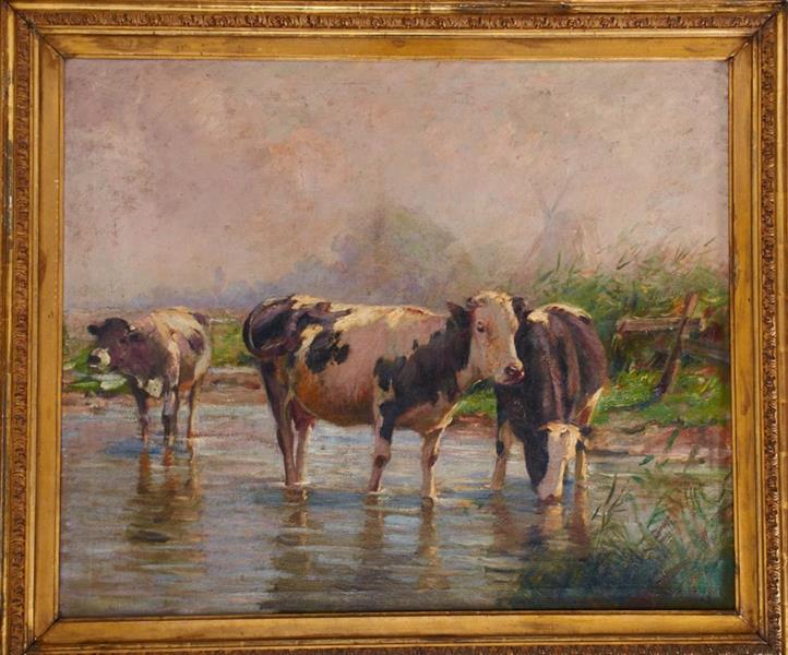 Kühe im Wasser - Johann Daniel Holz