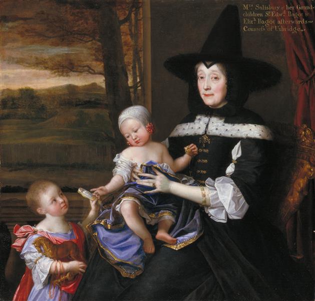La señora Salesbury con sus nietos - John Michael Wright