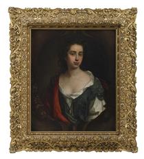 Portrait of a Lady with a Scarlet Silk Wrap - Jonathan Richardson