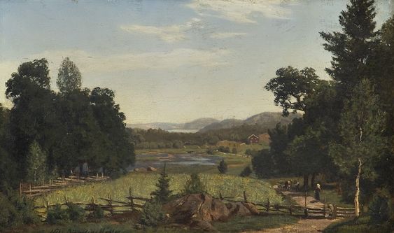 Landskap med gårdsbruk og folkeliv - Niels Bjornson Moller