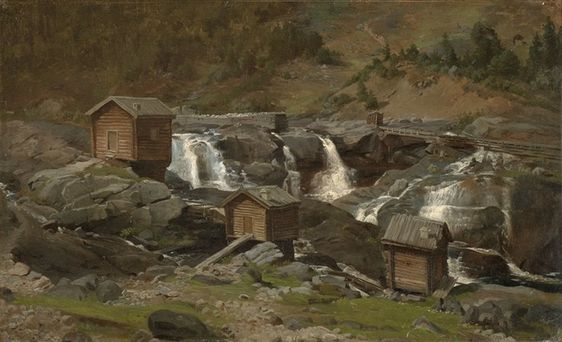Mills by a Waterfall - Niels Bjornson Moller