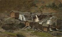 Mills by a Waterfall - Niels Bjornson Moller