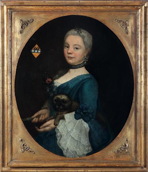 Ritratto di nobildonna con cagnolino e stemma - Alexander Roslin