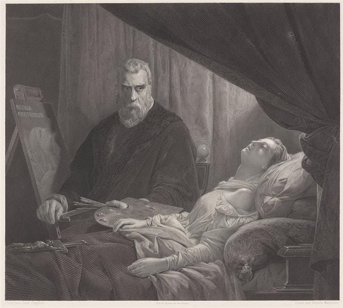 Tintoretto at His Daughter's Deathbed - Achille Louis Martinet