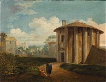 Veduta del tempio di Ercole Vincitore con pittore e viandante - Alessio de Marchis