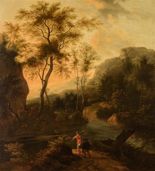 Fishermen in a wooded landscape - Jacob de Heusch