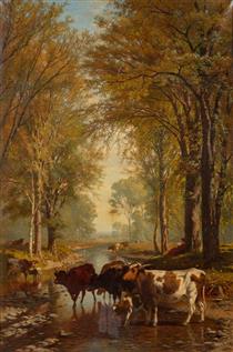 The Cattle Seek the Cooling Shade - James McDougal Hart