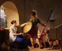 A Spartan Woman Giving a Shield to Her Son - Jean-Jacques-Francois Le Barbier