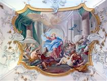 Expulsion of the Moneychangers, fresco in entrance hall of the Ottobeuren Abbey - Johann Jakob Zeiller