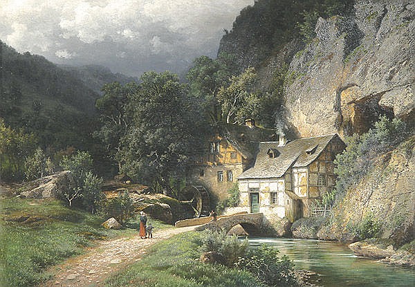 Berglandschaft mit Mühle - Johann Joseph Jansen