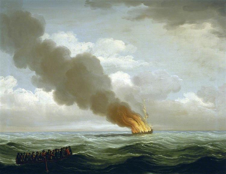 The 'Luxborough' Galley Burnt Nearly to the Water, 25 June 1727 - John Cleveley the Elder