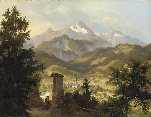 View of Berchtesgarden and the Watzmann, Bavaria - Karl Eduard Biermann