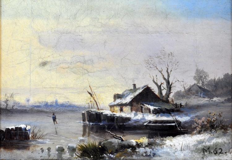 Winter at the Lake - Louis Remy Mignot