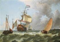The Warship 'Hollandia' in Full Sail - Ludolf Backhuysen I