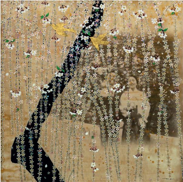 5.Nostalgia Tying the Knots 130.3í┐130.3cm, Photo Printed on Canvas, Acrylic, Mother of Pearl, 2020 - Oh Myung Hee