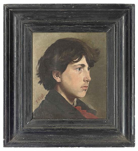 Portrait of a boy, bust-length, in profile - Tito Lessi