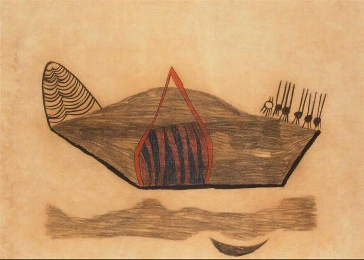 Vajda Lajos 1938 Indián Csónak, Széna Pasztell, Papír, 630x950, 1938 - Vajda Lajos