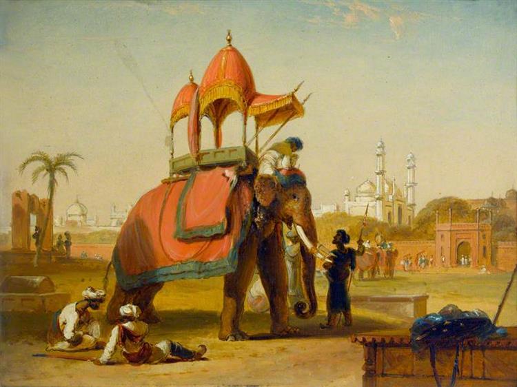 A Caparisoned Elephant – Scene near Delhi (A Scene in the East Indies) - William Daniell
