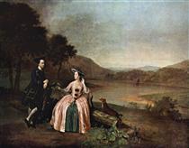 Sir George and Lady Strickland in the Park at Boynton Hall - Arthur Devis