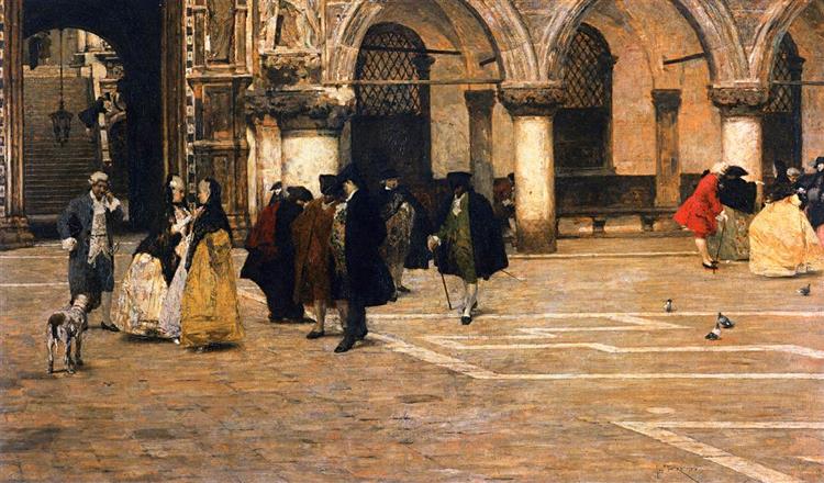 Promenade in the Piazzetta, 1884 - Джакомо Фавретто