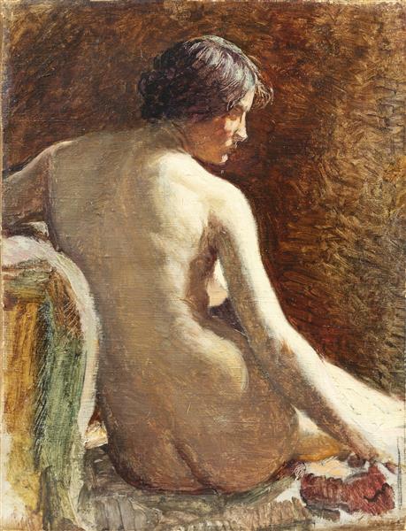 Seated female nude, c.1919 - Angelo Morbelli