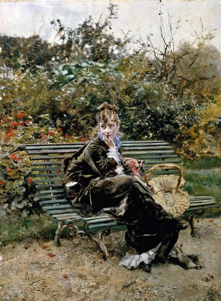 On the bench at the Bois, 1872 - Giovanni Boldini