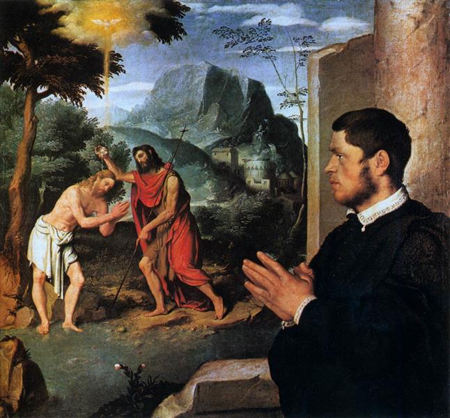 The Baptism of Christ with a Donor, c.1550 - Джованні Баттіста Мороні