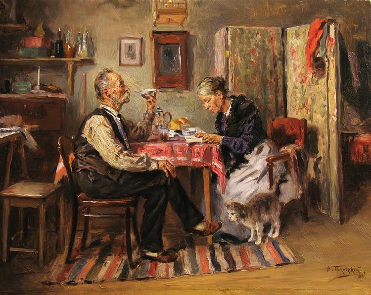 Morning tea, 1891 - Vladímir Makovski