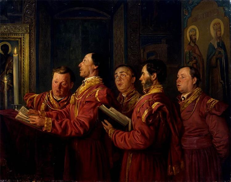 Singers on the kliros, 1870 - Wladimir Jegorowitsch Makowski