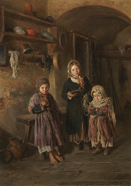 Três crianças sem-teto, 1872 - Vladimir Makovsky