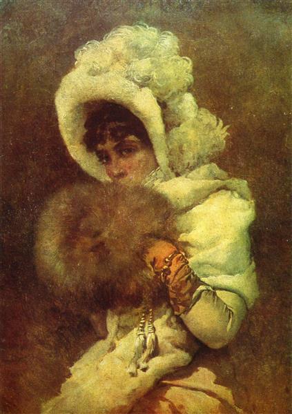 Girl with a clutch, 1884 - Vladímir Makovski