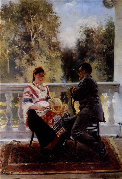 Conversation, 1880 - Vladímir Makovski