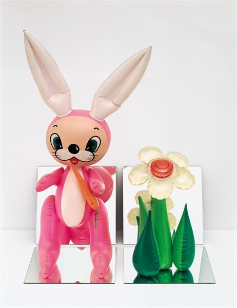 Inflatable Flower and Bunny (Tall White, Pink Bunny), 1979 - 傑夫·昆斯