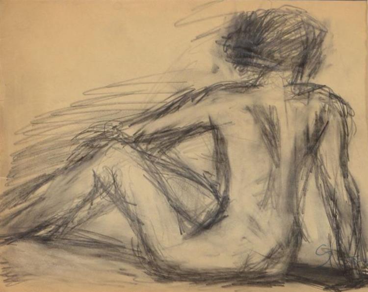Nude Sitting Back - Béla Czóbel