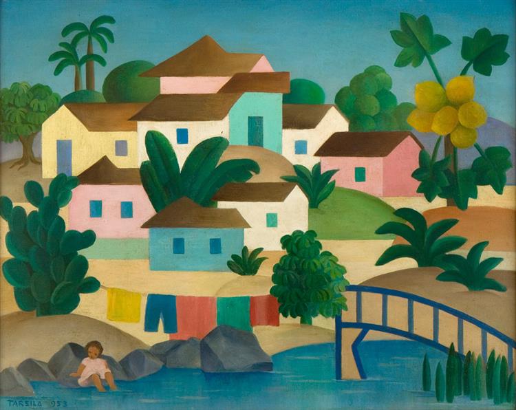 Village with Bridge and Papaya Tree, 1953 - Tarsila do Amaral
