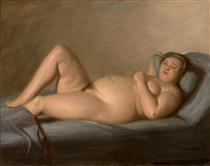 Reclining corpulent nude - Georg Scholz