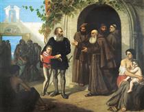 Christopher Columbus and his Son are Housed in the Convent of La Rábida - Ignacio Merino