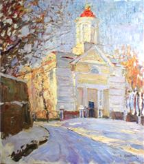 Winter Landscape with a Church - Abraham Manievich
