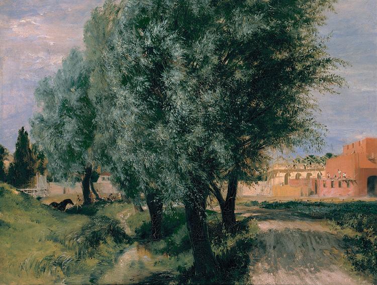 Building Site with Willows, 1846 - Адольф фон Менцель