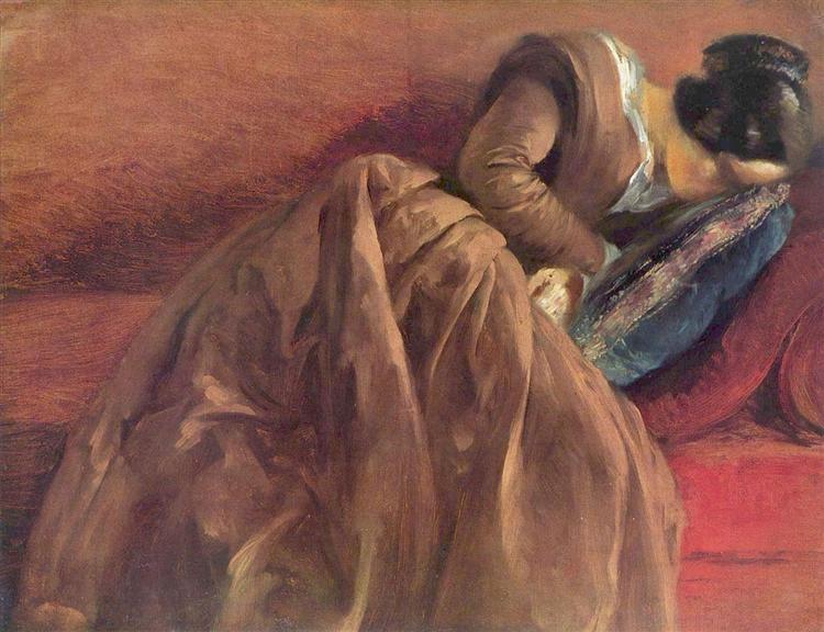 Emilie Menzel Asleep, 1848 - Адольф фон Менцель